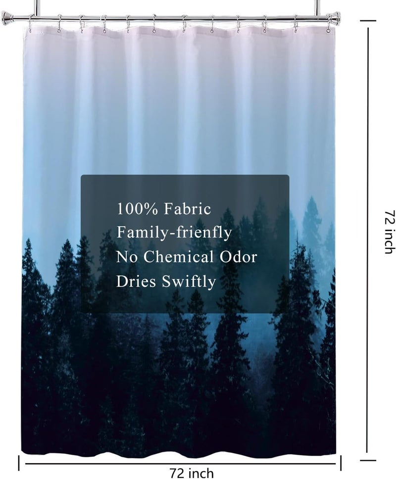LLSCL Fabric Shower Curtain Liner with Magnets, Blue Forest Waterproof Hotel Quality, 72 x 72 Machine Washable - Image 5